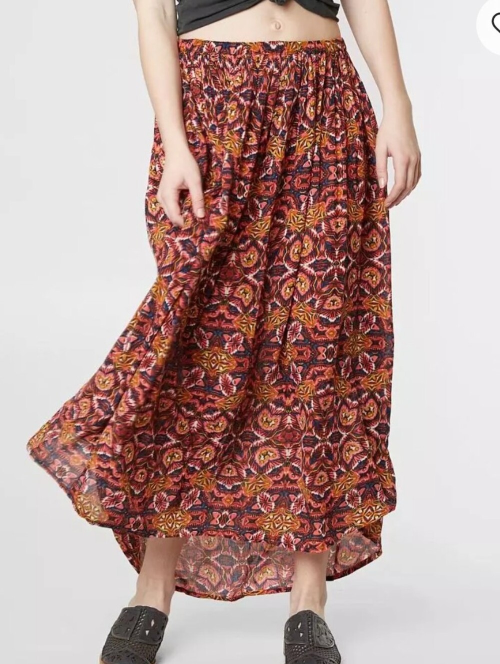 20-Billabong Pink‎ & Mustard Floral High-Low Skirt